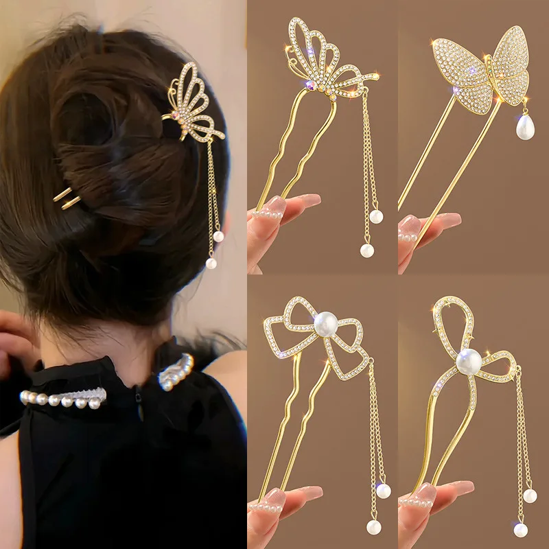 Hi Tech Accessories - Antieke stijl parel strass high-end U-vormige