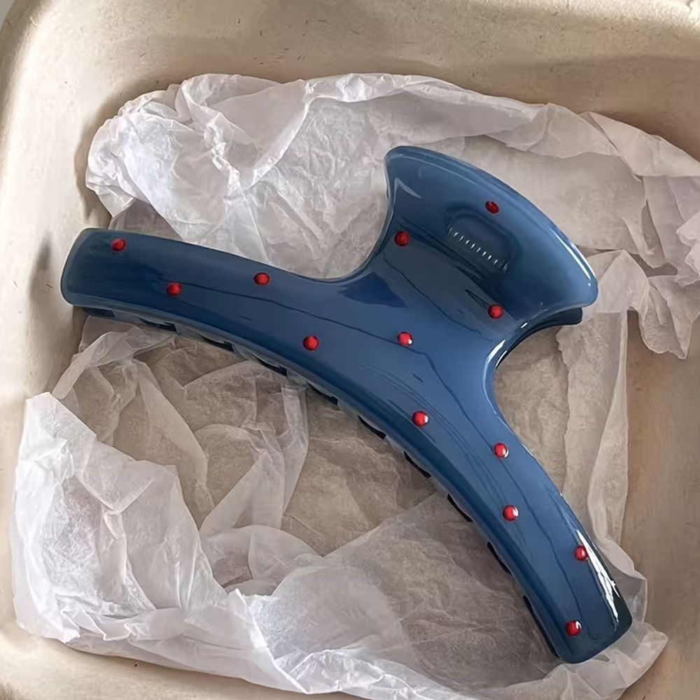 Hi Tech Accessories - 2 blauwe druppelvormige rode lint haarclips,