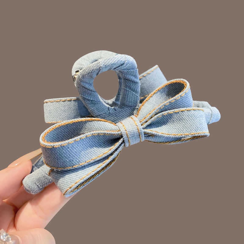 Hi Tech Accessories - Herfst Winter Denim Bow Haarklauw Clip
